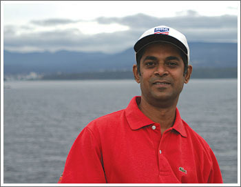 Raj Palanisamy learned to cook Indian-style after he moved to Idaho as a university researcher in Parma. Here he is enjoying a ferry ride out of Seattle.